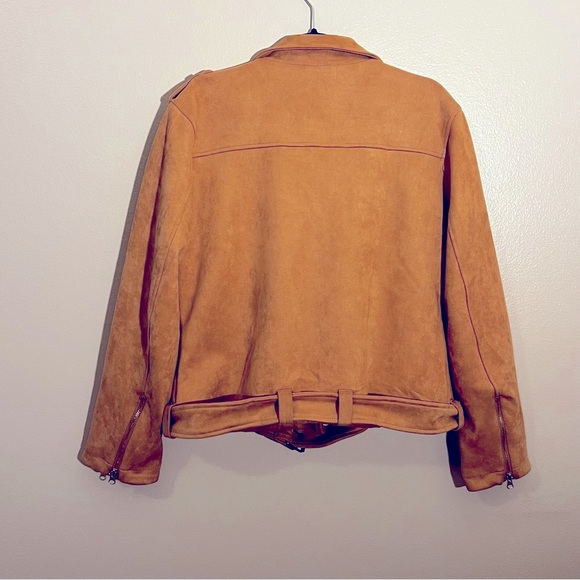 Moto Women's Tan Vegan Suede Jacket Sz XL - Picture 5 of 13